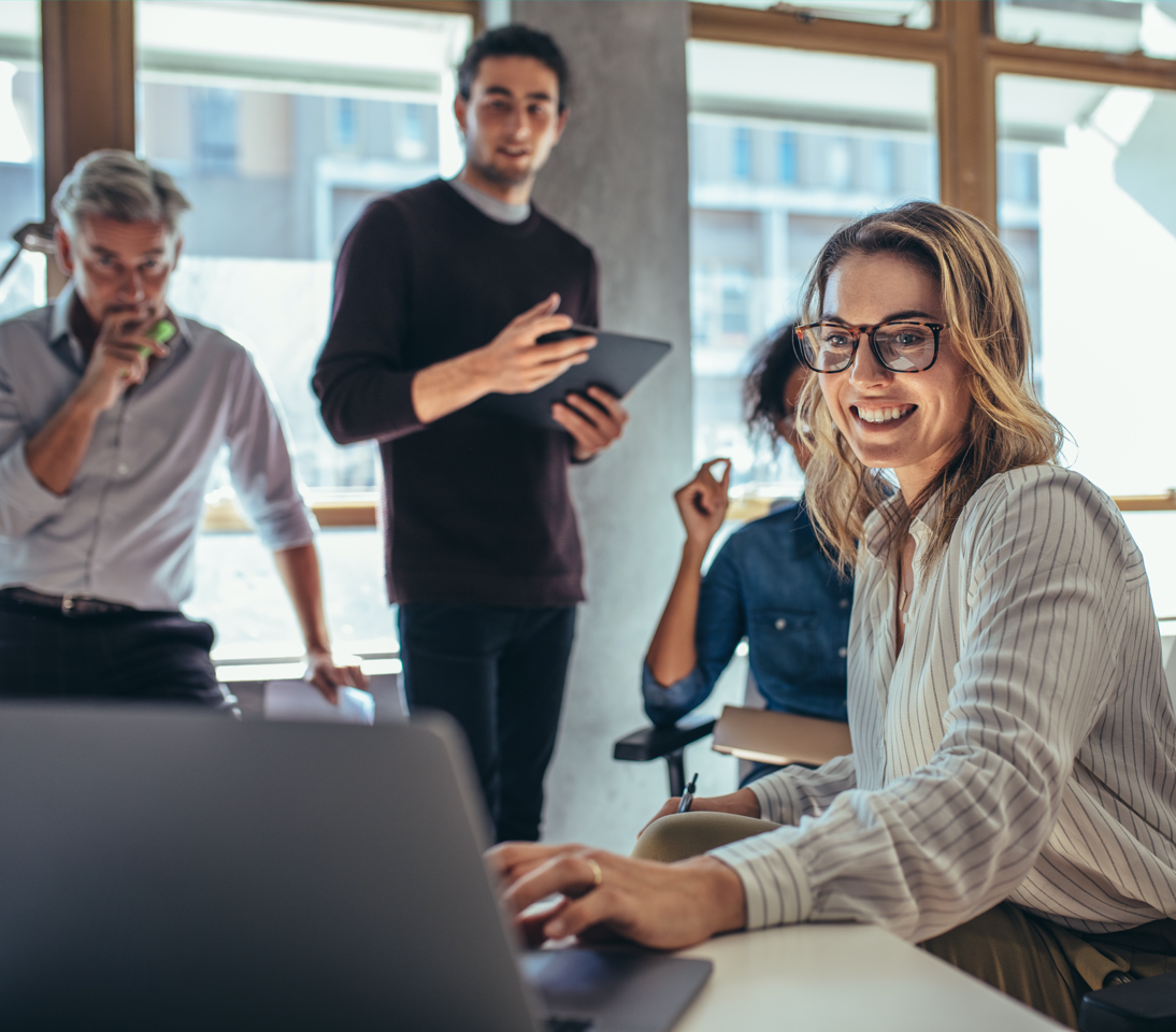 Stock photo people office device laptop generic